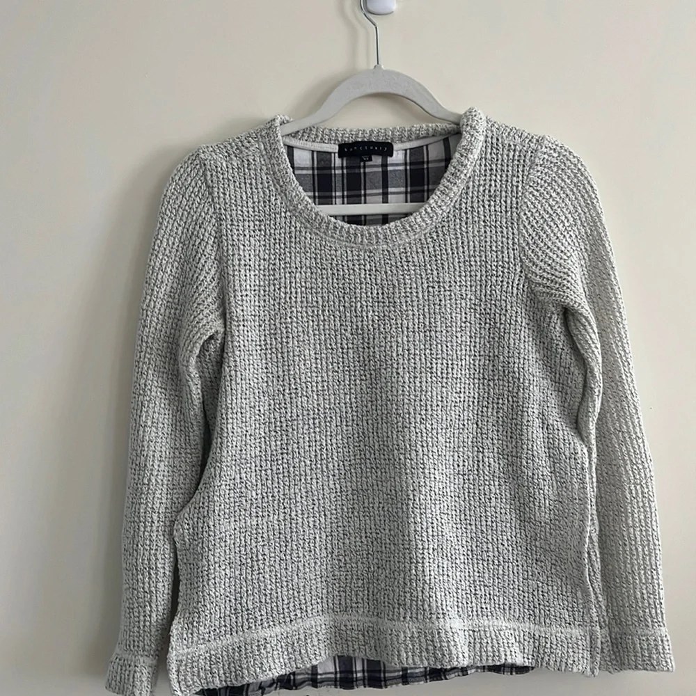 Sanctuary Slit‎ Sided Sweater sz XS Gray Anthropologie Comfort casual Plaid